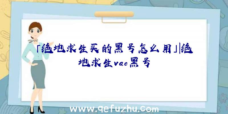 「绝地求生买的黑号怎么用」|绝地求生vac黑号